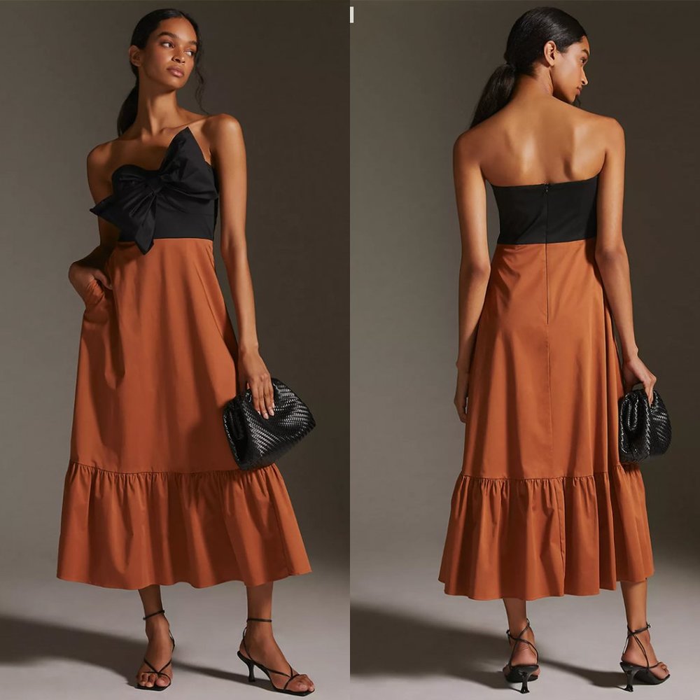 Anthropologie Hutch Bow-Tie Maxi Dress